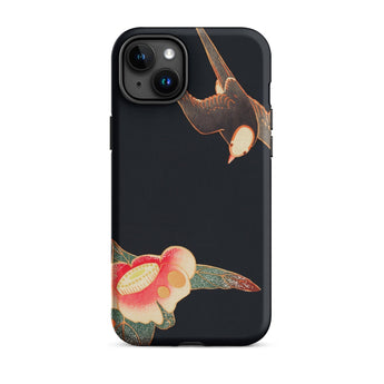 Swallow & Camellia - Ito Jakuchu Phone Case Iphone 15 Plus / Matte Black Iphone Case Bird Flower Design Meiji Era Artistry, Ito Jakuchu’s