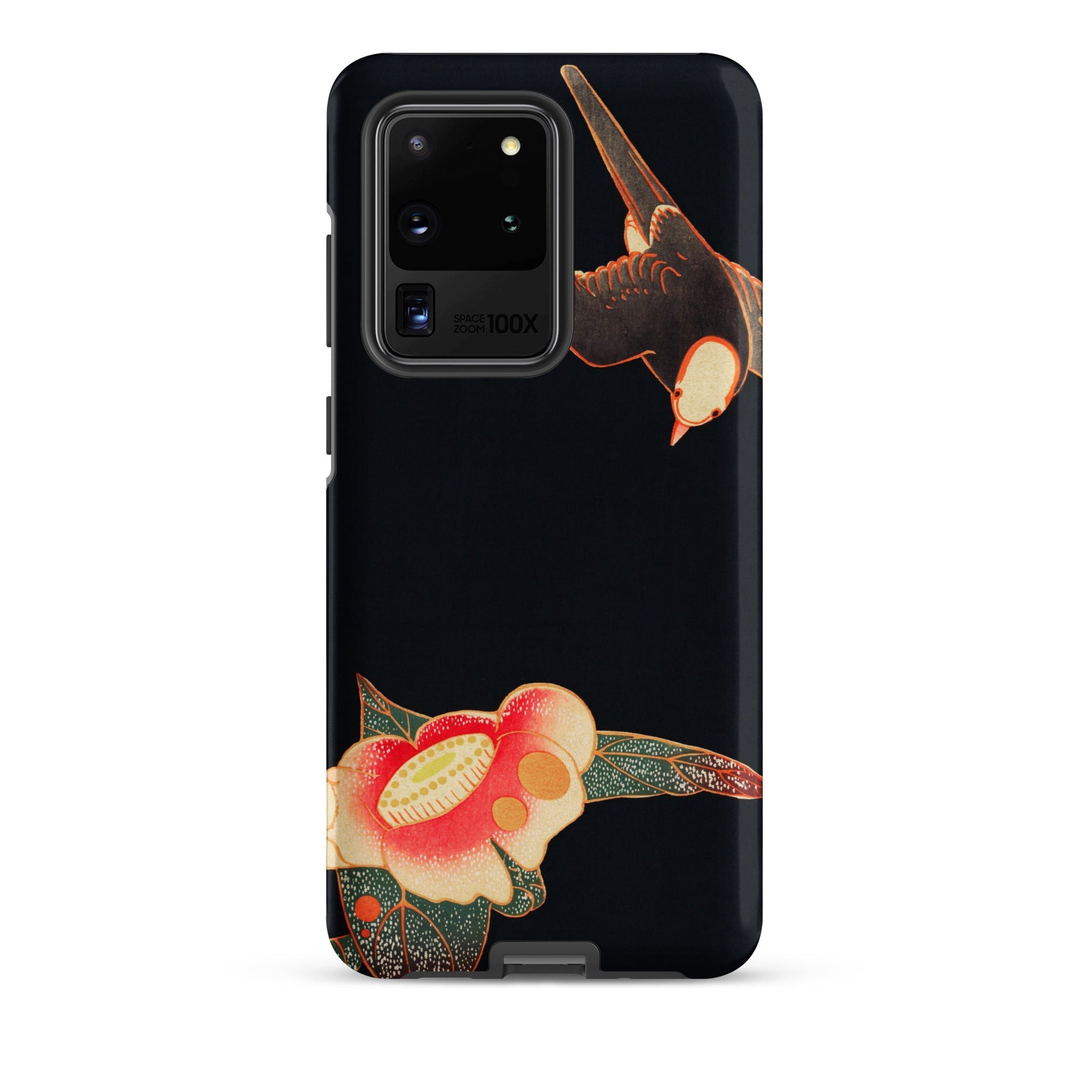 Swallow & Camellia Ito Jakuchu Samsung Case, Galaxy S20 Ultra / Matte, Black Smartphone Case Bird Flower Design