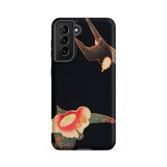 Swallow & Camellia - Ito Jakuchu Samsung Case, Galaxy S21 Fe / Matte, Black Phone Case Swallow Flower Design