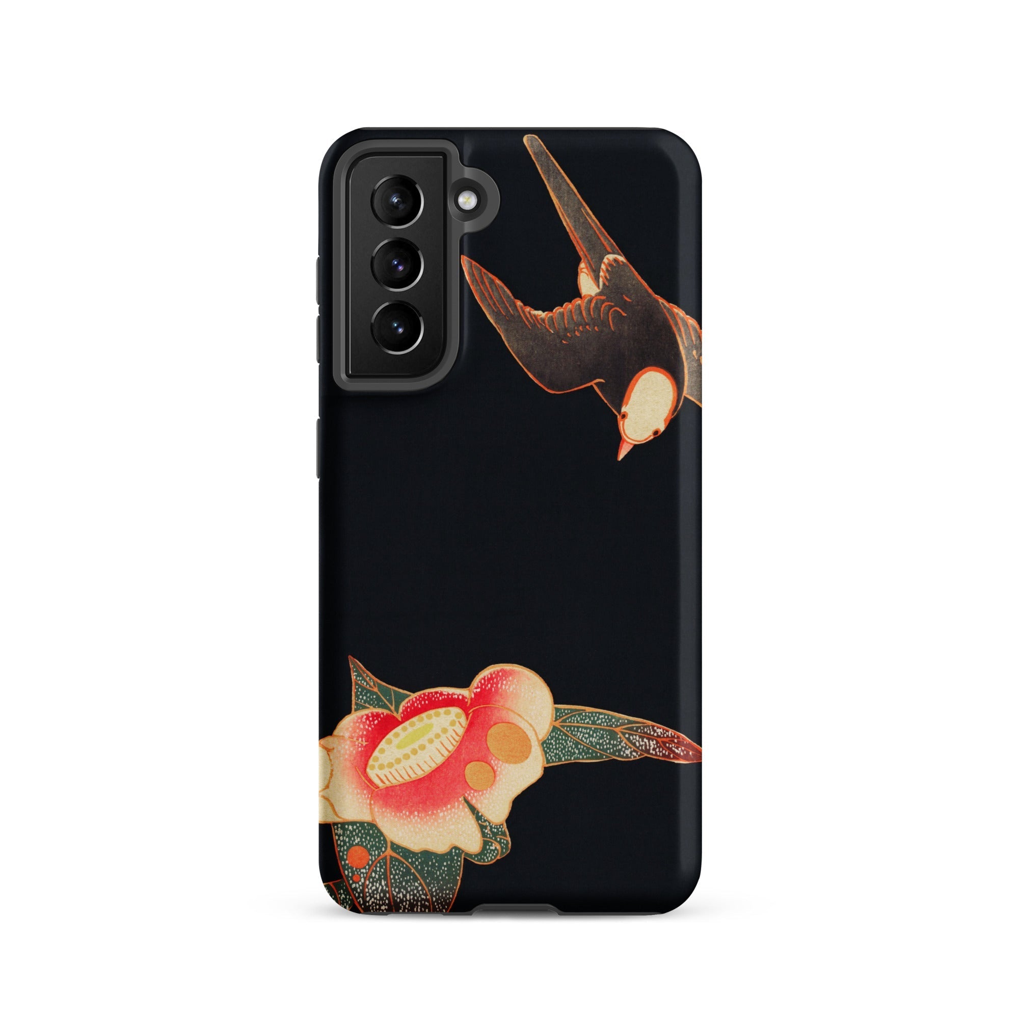 Swallow & Camellia Ito Jakuchu Samsung Case, Galaxy S21 / Matte, Black Smartphone Case Design Bird Flower