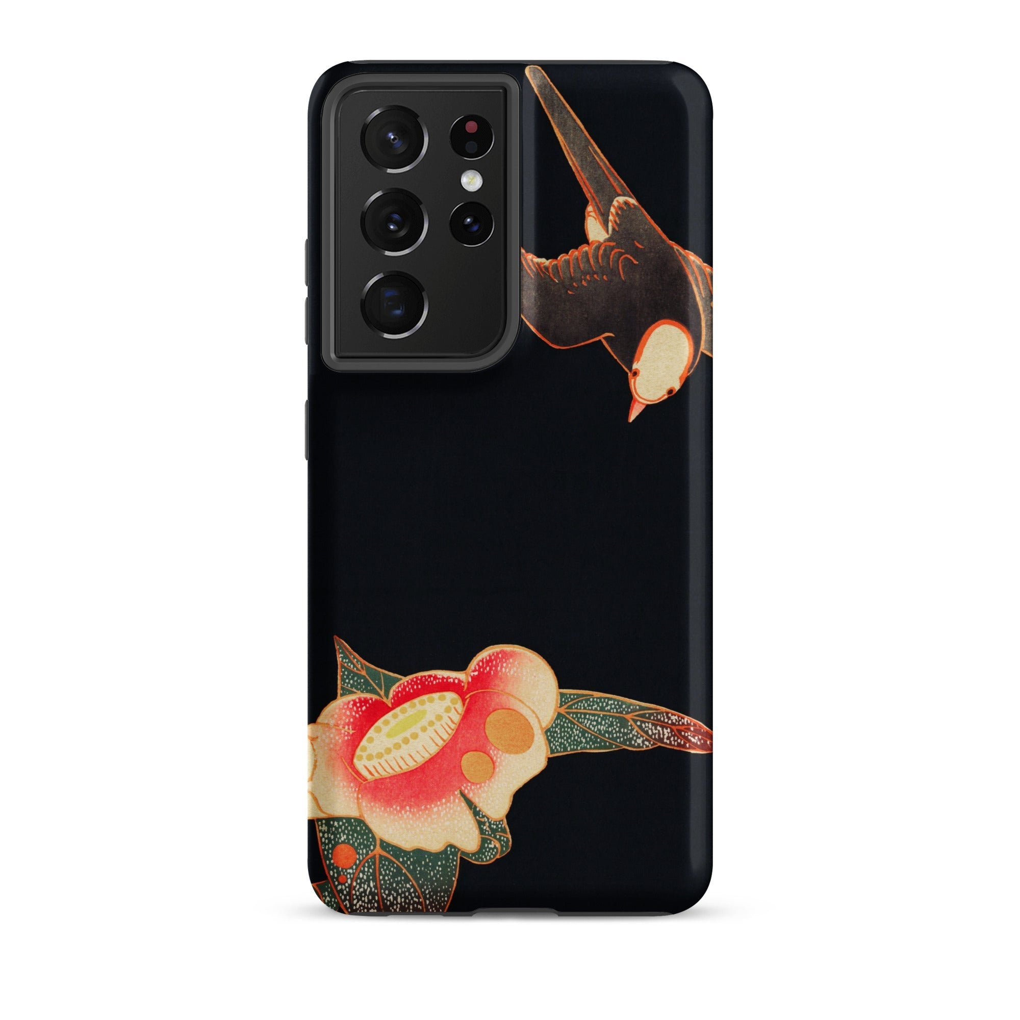 Swallow & Camellia Ito Jakuchu Samsung Case, Galaxy S21 Ultra / Matte, Black Smartphone Case Design Bird Flower