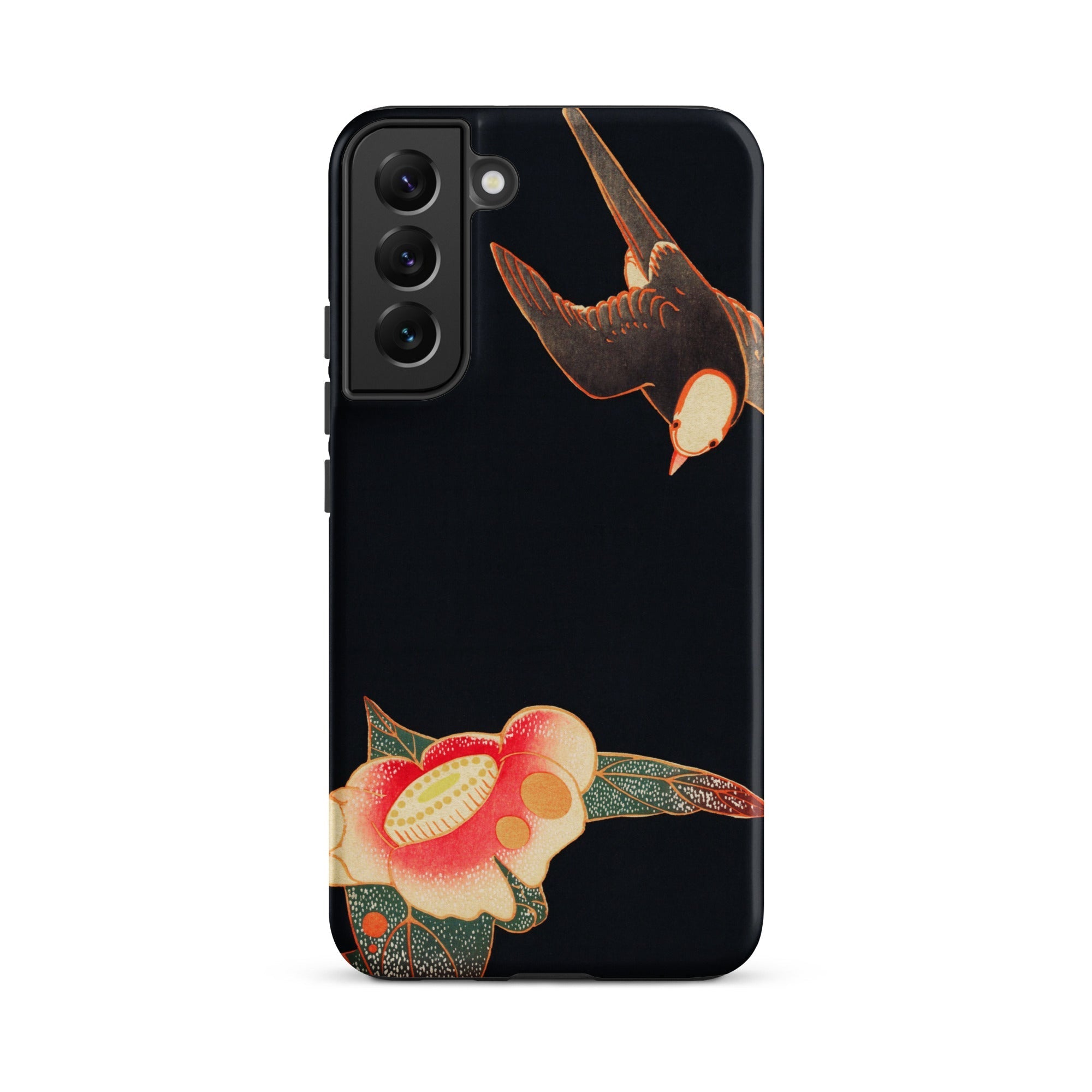 Swallow & Camellia Ito Jakuchu Samsung Case, Galaxy S22 Plus / Matte, Black Smartphone Case Design Bird Flower