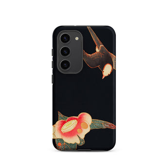 Swallow & Camellia - Ito Jakuchu Samsung Case, Galaxy S23 / Matte, Black Smartphone Case Bird Flower Design