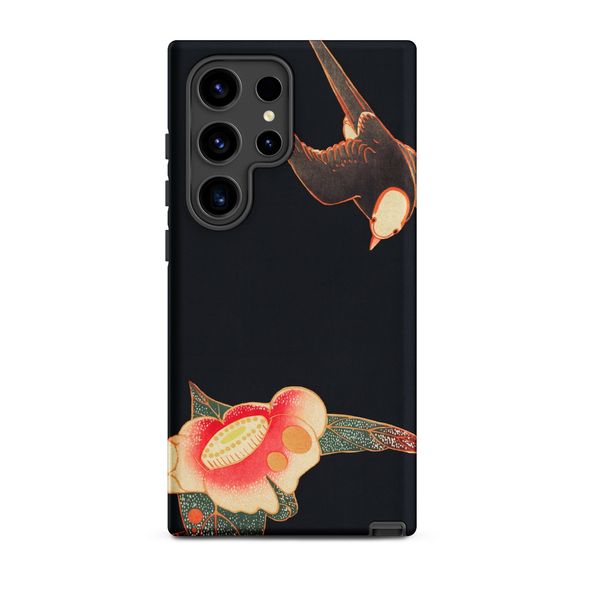 Swallow & Camellia Ito Jakuchu Samsung Case, Galaxy S24 Ultra / Matte, Black Smartphone Case Printed Design Bird Flowers