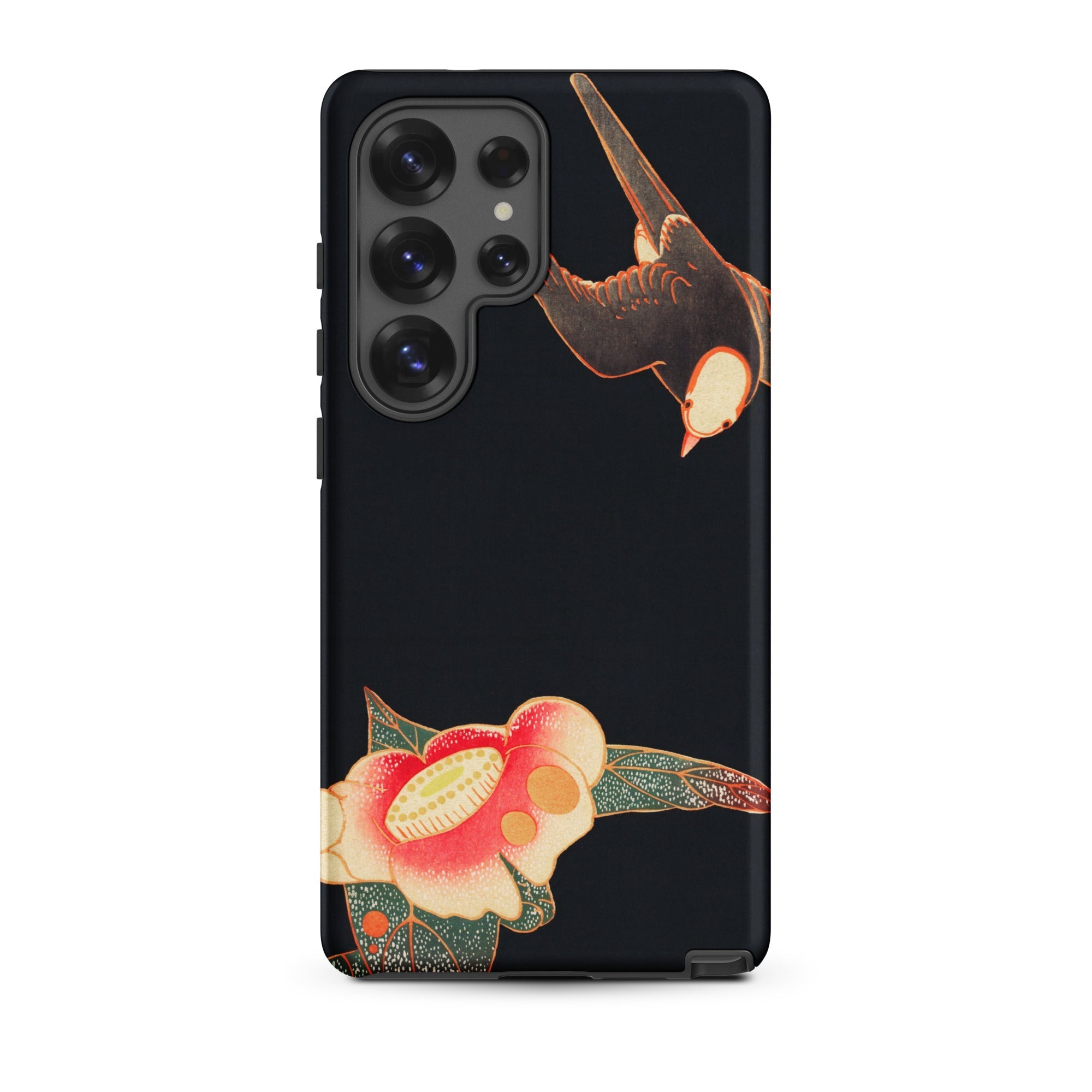 Swallow & Camellia Ito Jakuchu Samsung Case, Galaxy S25 Ultra / Matte, Black Smartphone Case Design Bird Flowers
