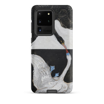 The Swan no 1 - Hilma Af Klint Samsung Case, Galaxy S20 Ultra / Matte, Black White Smartphone Case Painting Two Swans