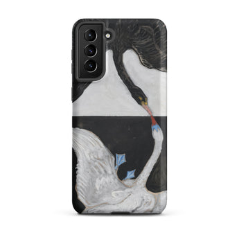 The Swan no 1 - Hilma Af Klint Samsung Case, Galaxy S21 Plus / Matte, Smartphone Case Yin Yang-inspired Design Black Swan White