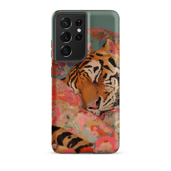 Sweet Dreams - Bengal Tiger Surrealism Phone Case Samsung Galaxy S21 Ultra / Matte Vibrant Phone Case Tiger Orange Black Stripes Colorful