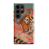 Sweet Dreams - Bengal Tiger Surrealism Phone Case Samsung Galaxy S24 Ultra / Gloss Vibrant Phone Case Tiger Orange Black Stripes Colorful