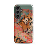Sweet Dreams - Bengal Tiger Surrealism Phone Case Samsung Galaxy S24 Plus / Gloss Vibrant Phone Case Tiger Orange Black Stripes Colorful