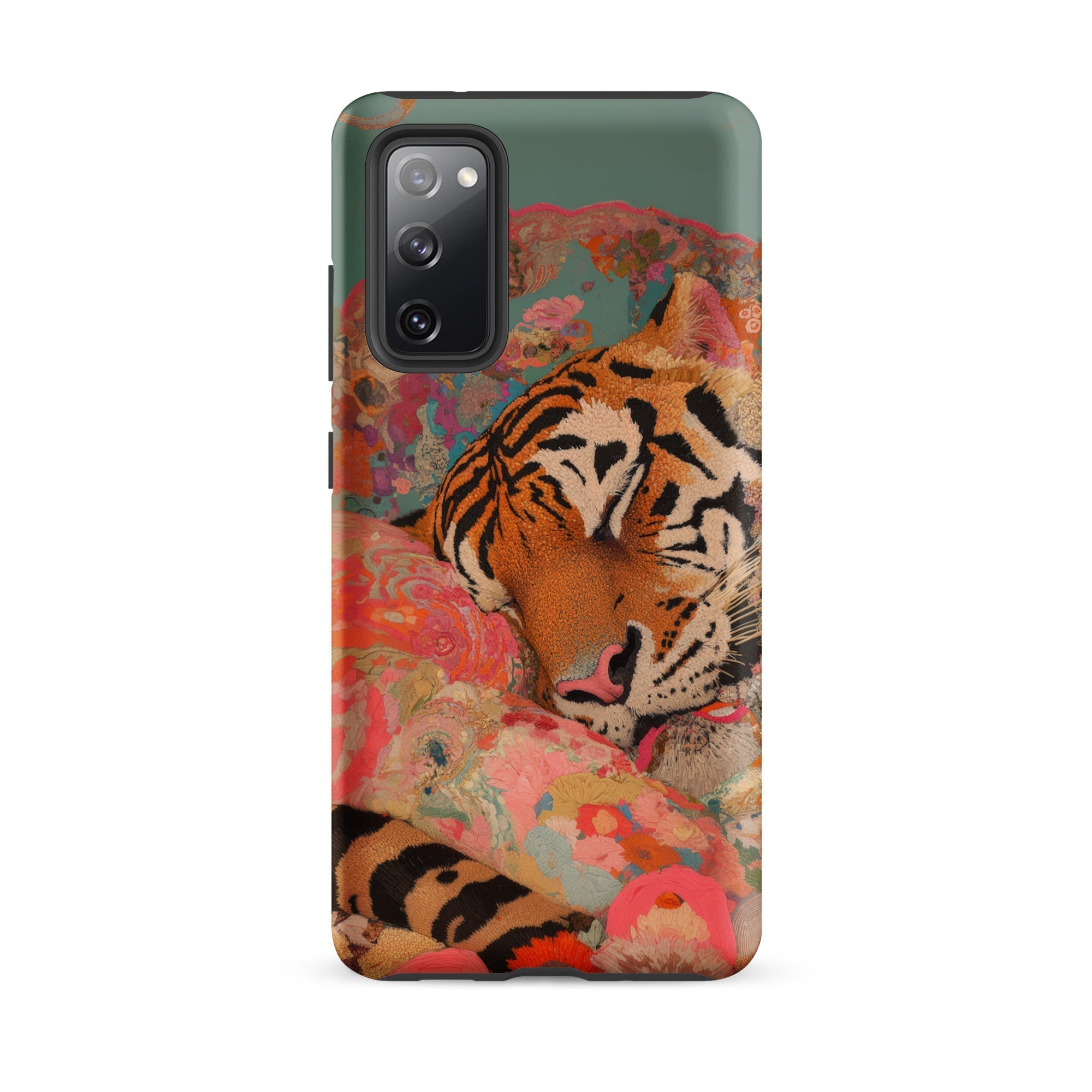Sweet Dreams Bengal Tiger Surrealism Samsung Case, Galaxy S20 Fe / Matte, Smartphone Case Tiger Design Colorful Abstract Background