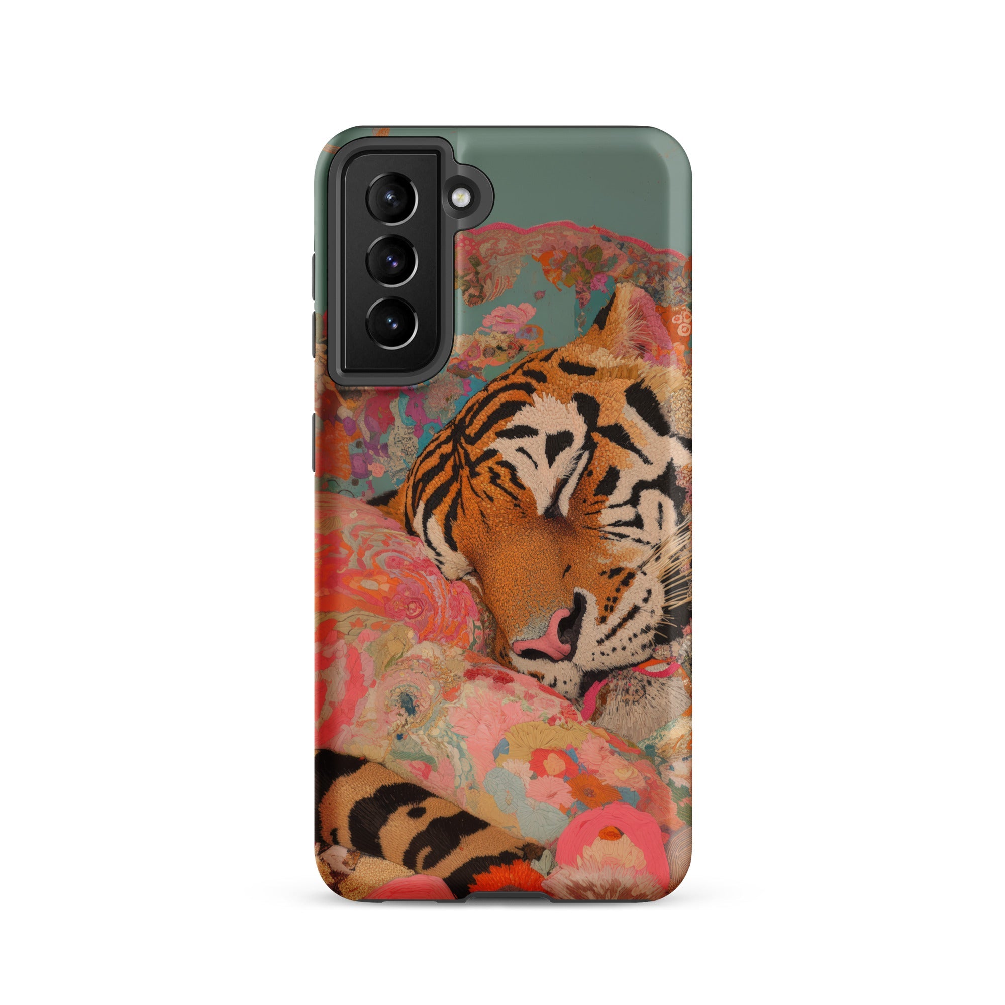 Sweet Dreams Bengal Tiger Surrealism Samsung Case, Galaxy S21 / Matte, Smartphone Case Colorful Abstract Tiger Design