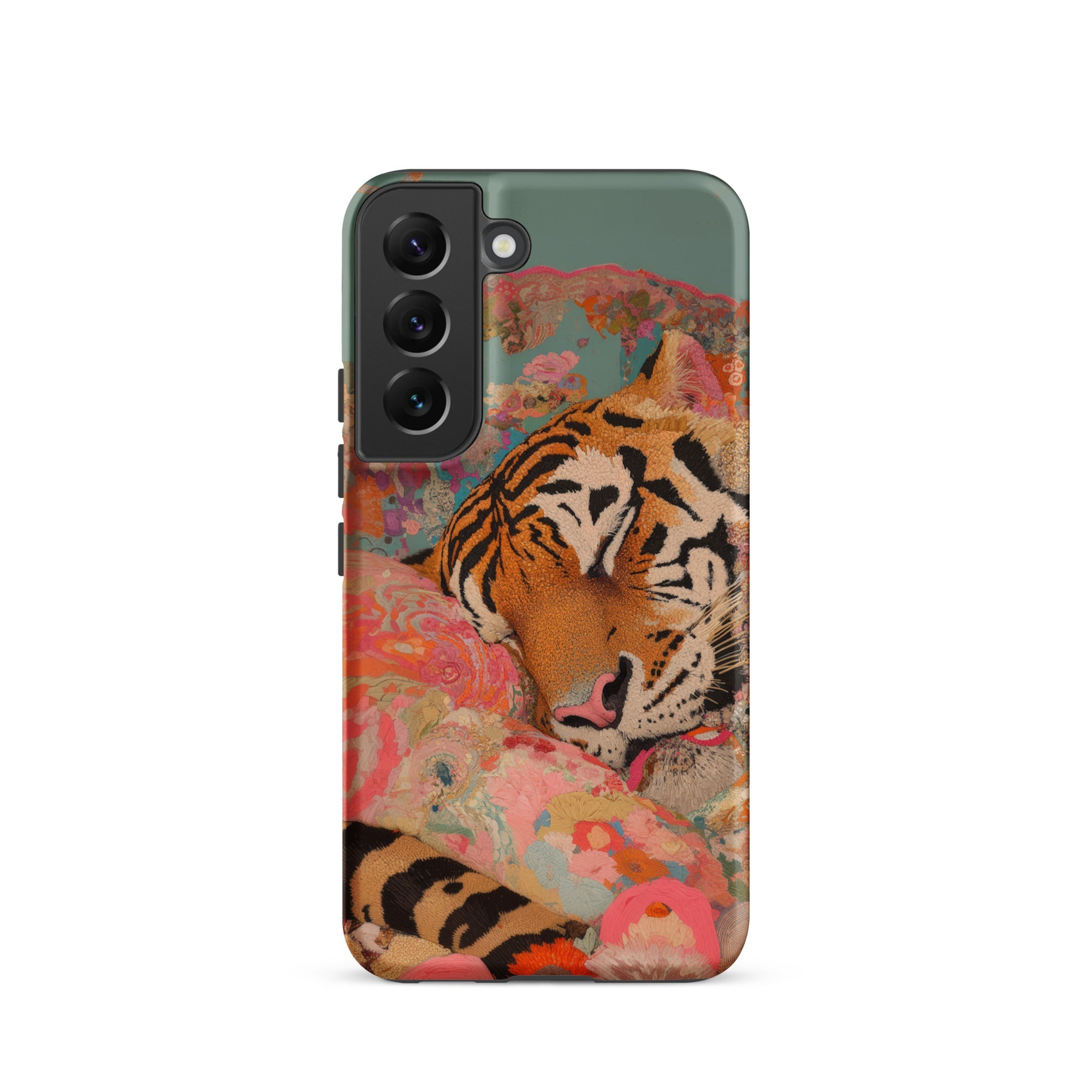 Sweet Dreams Bengal Tiger Surrealism Samsung Case, Galaxy S22 / Matte, Smartphone Case Vibrant Tiger Floral Design