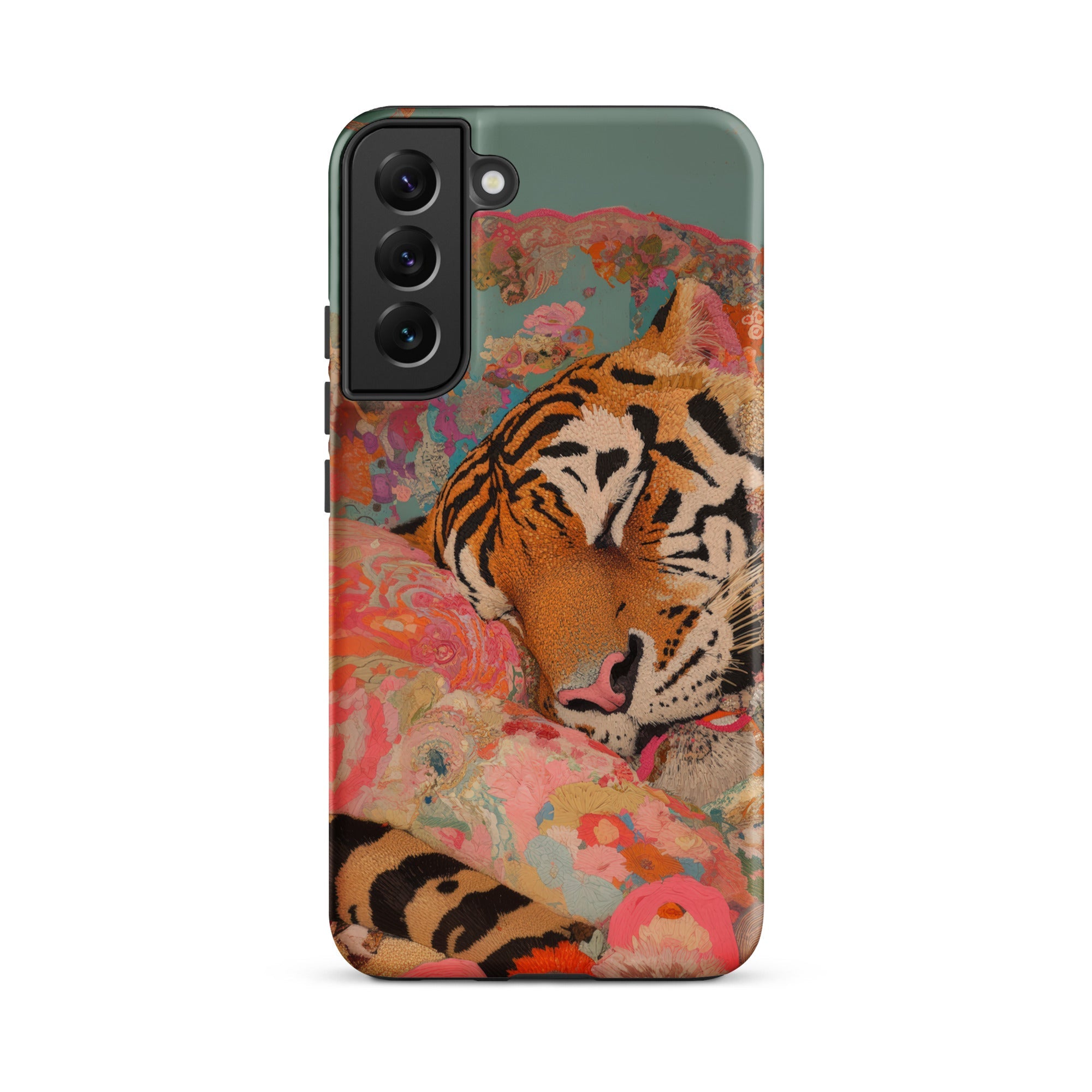 Sweet Dreams Bengal Tiger Surrealism Samsung Case, Galaxy S22 Plus / Matte, Smartphone Case Tiger Design Colorful Abstract Background