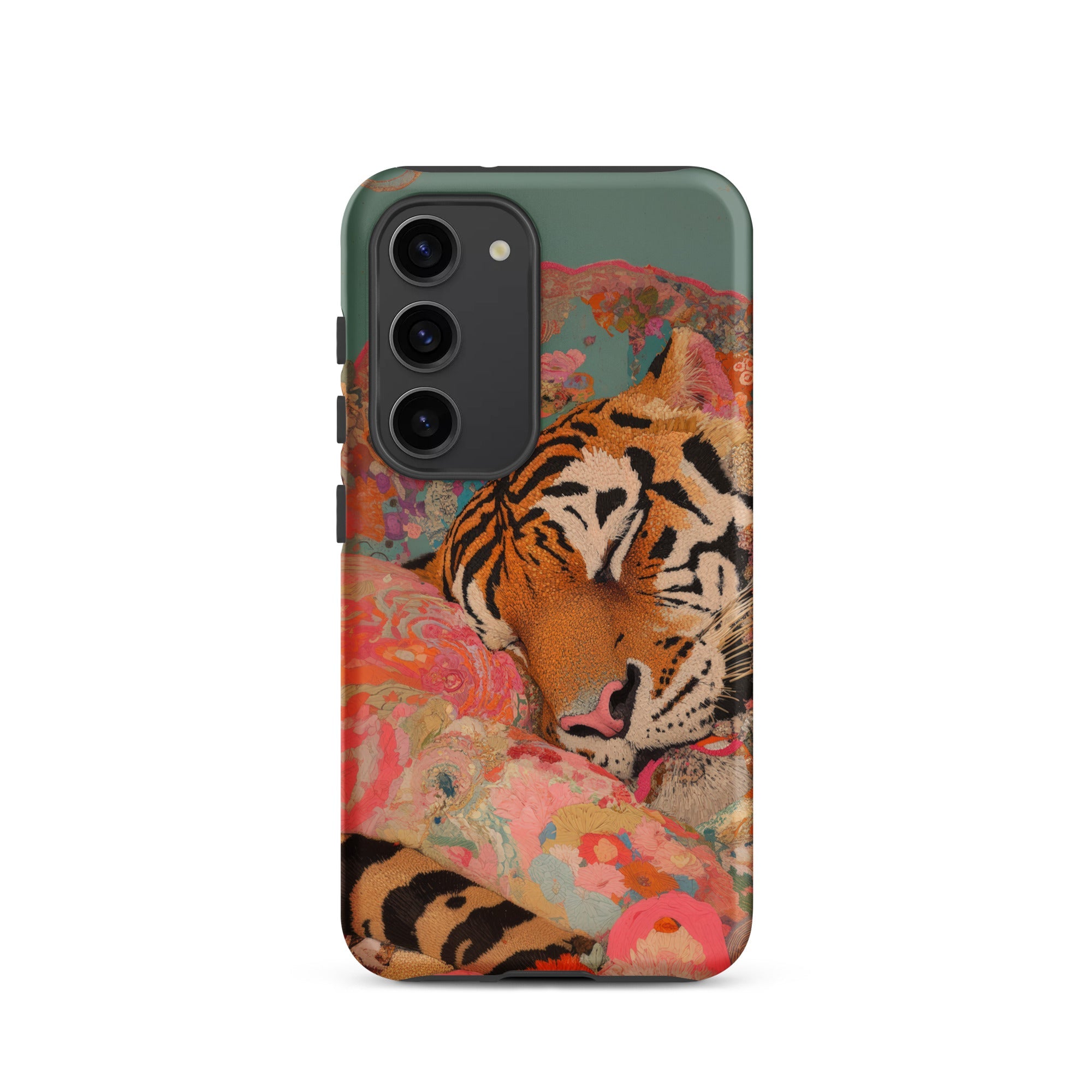 Sweet Dreams Bengal Tiger Surrealism Samsung Case, Galaxy S23 / Matte, Smartphone Case Tiger Design Colorful Patterned Background