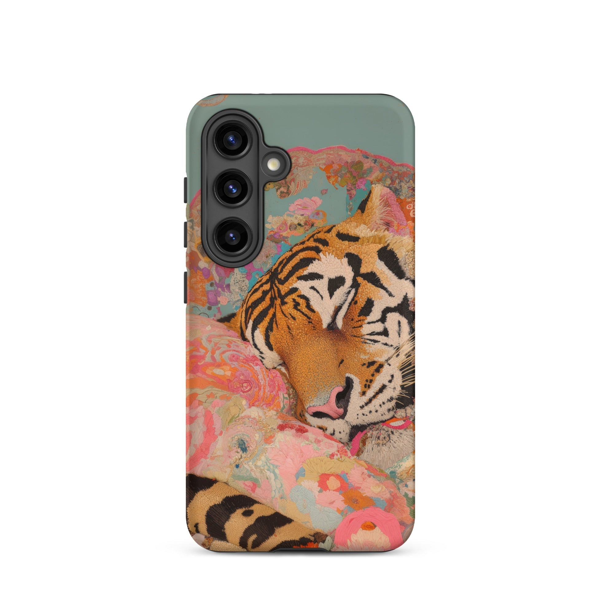 Sweet Dreams Bengal Tiger Surrealism Samsung Case, Galaxy S24 / Matte, Phone Case Tiger Colorful Floral Patterns