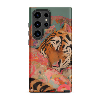 Sweet Dreams - Bengal Tiger Surrealism Samsung Case, Galaxy S24 Ultra / Matte, Phone Case Tiger Design Colorful Patterned Background