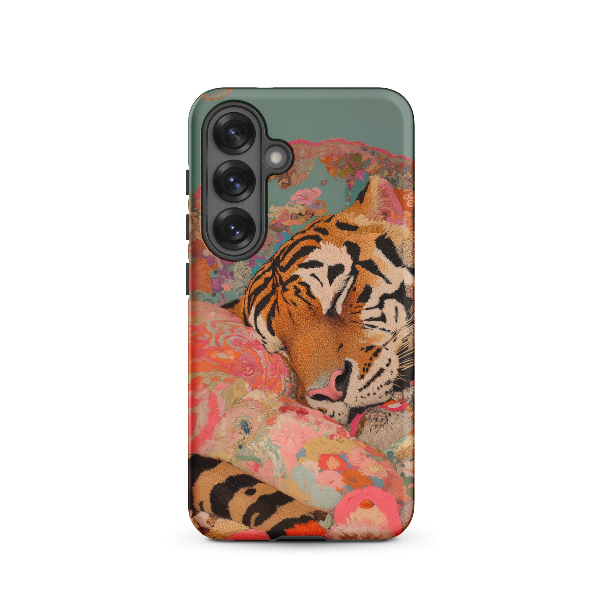 Sweet Dreams Bengal Tiger Surrealism Samsung Case, Galaxy S25 / Matte, Smartphone Case Colorful Artistic Print Tiger