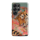 Sweet Dreams Bengal Tiger Surrealism Samsung Case, Galaxy S25 Ultra / Gloss, Smartphone Decorative Case Tiger Floral Background