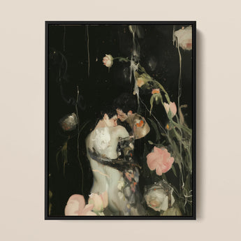 Sweet Surrender - Stampa artistica neo-romantica gay, 12x16’’ / 31x41cm / Tela / Cornice nera, Poster, stampe e arte visiva, Toby Leon