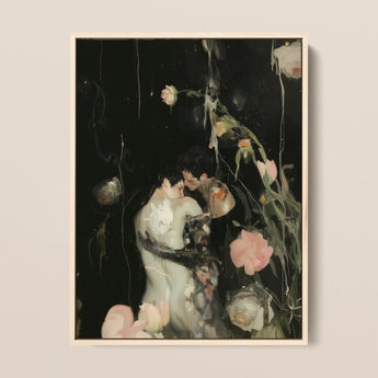 Sweet Surrender - Stampa artistica neo-romantica gay, 12x16’’ / 31x41cm / Tela / Cornice naturale, Poster, stampe e arte visiva, Toby Leon