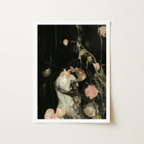 Sweet Surrender - Gay Neo-romantic Art Print / Canvas Framed Romantic Darkly Lit Scene Two, Embrace, Blush Pink Bloom Prints