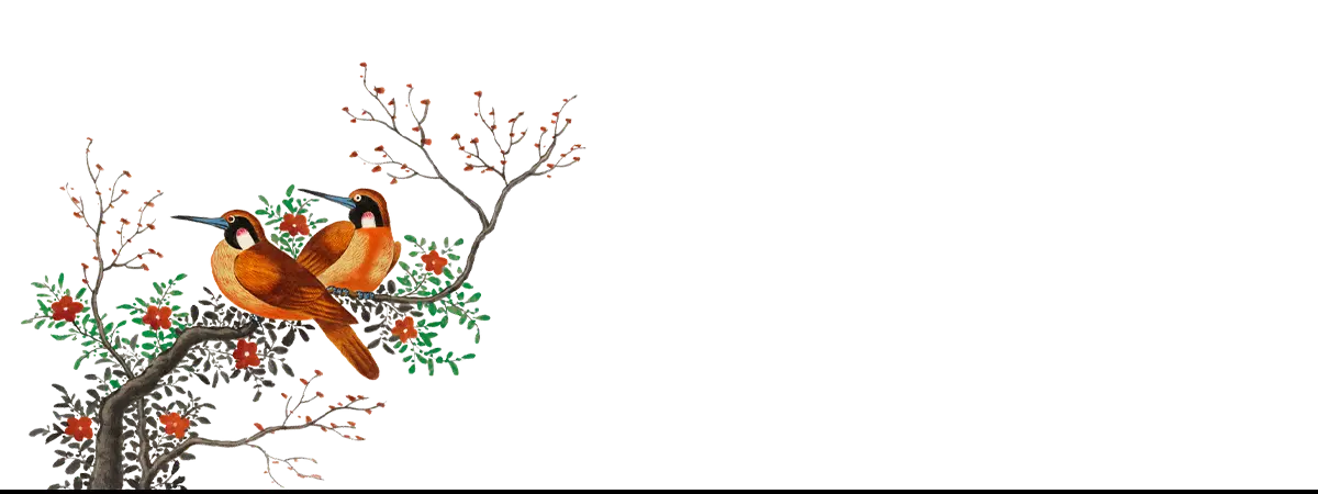 Two brown birds perched on a branch showcasing textile art iPhone cases