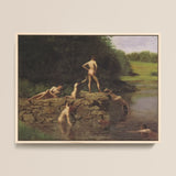 Swimming Hole - Thomas Eakins Art Print / Canvas Framed Classical Painting Nude Figures River Rendered Soft Thomas Eakins, Swimming Hole