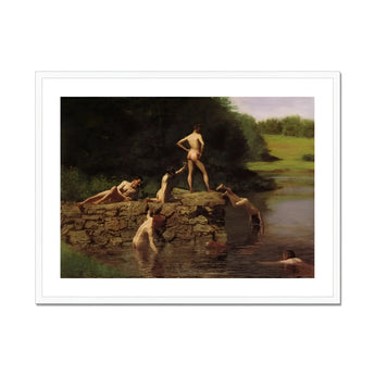 Swimming Hole - Thomas Eakins Art Print, Classical Painting Boys Stone Wall River