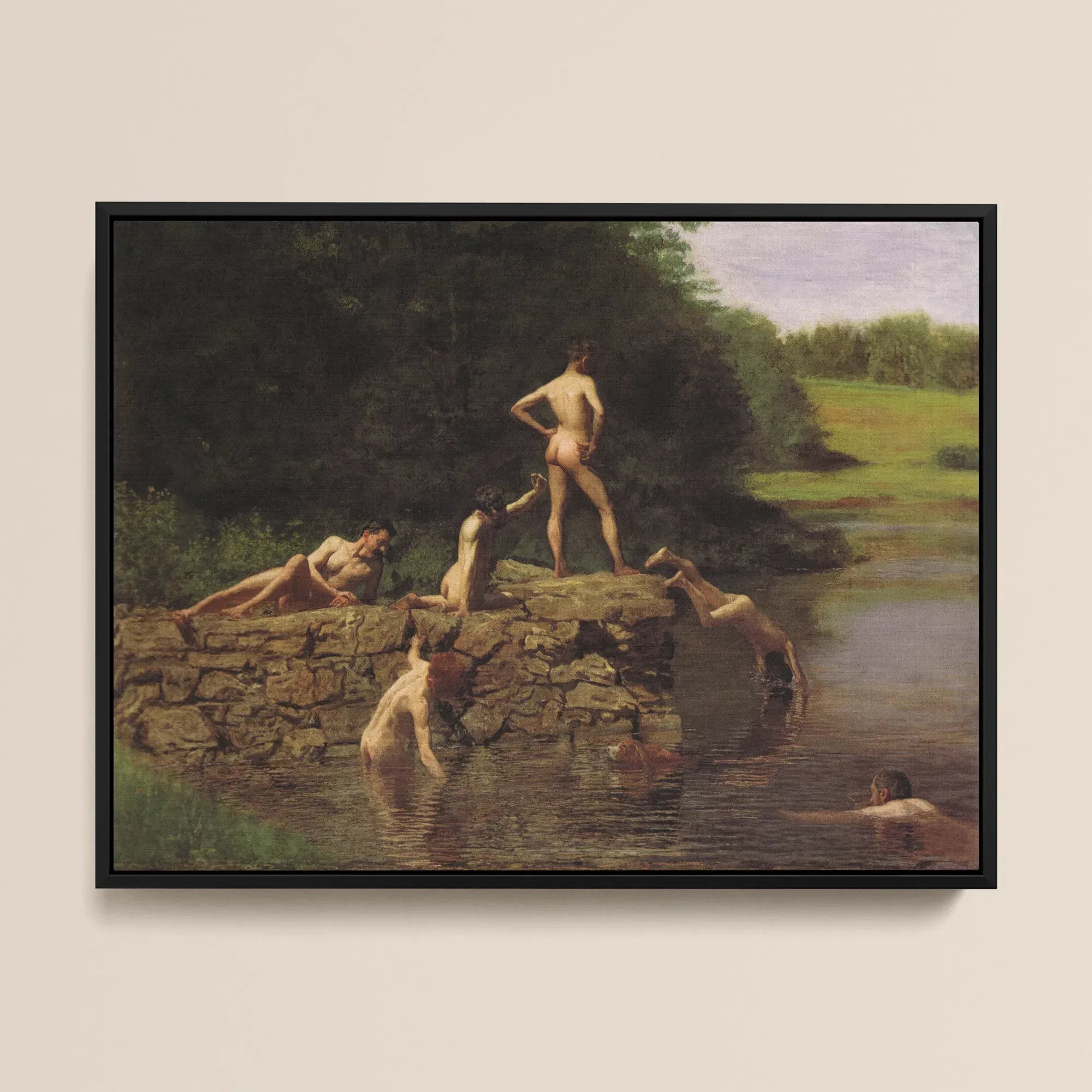 Swimming Hole - Thomas Eakins Nude Men Framed Canvas - Posters Prints & Visual Artwork - Aesthetic Art