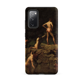 Swimming Hole - Thomas Eakins Samsung Case, Galaxy S20 Fe / Matte, Black Smartphone Case Classical Painting Nude Figures Dark