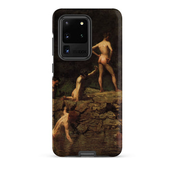 Swimming Hole - Thomas Eakins Samsung Case, Galaxy S20 Ultra / Matte, Black Smartphone Case Classical Painting Nude Male Figures