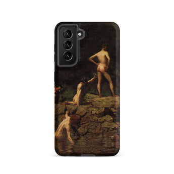 Swimming Hole - Thomas Eakins Samsung Case, Galaxy S21 / Matte, Black Smartphone Case Classical Painting Nude Male Figures