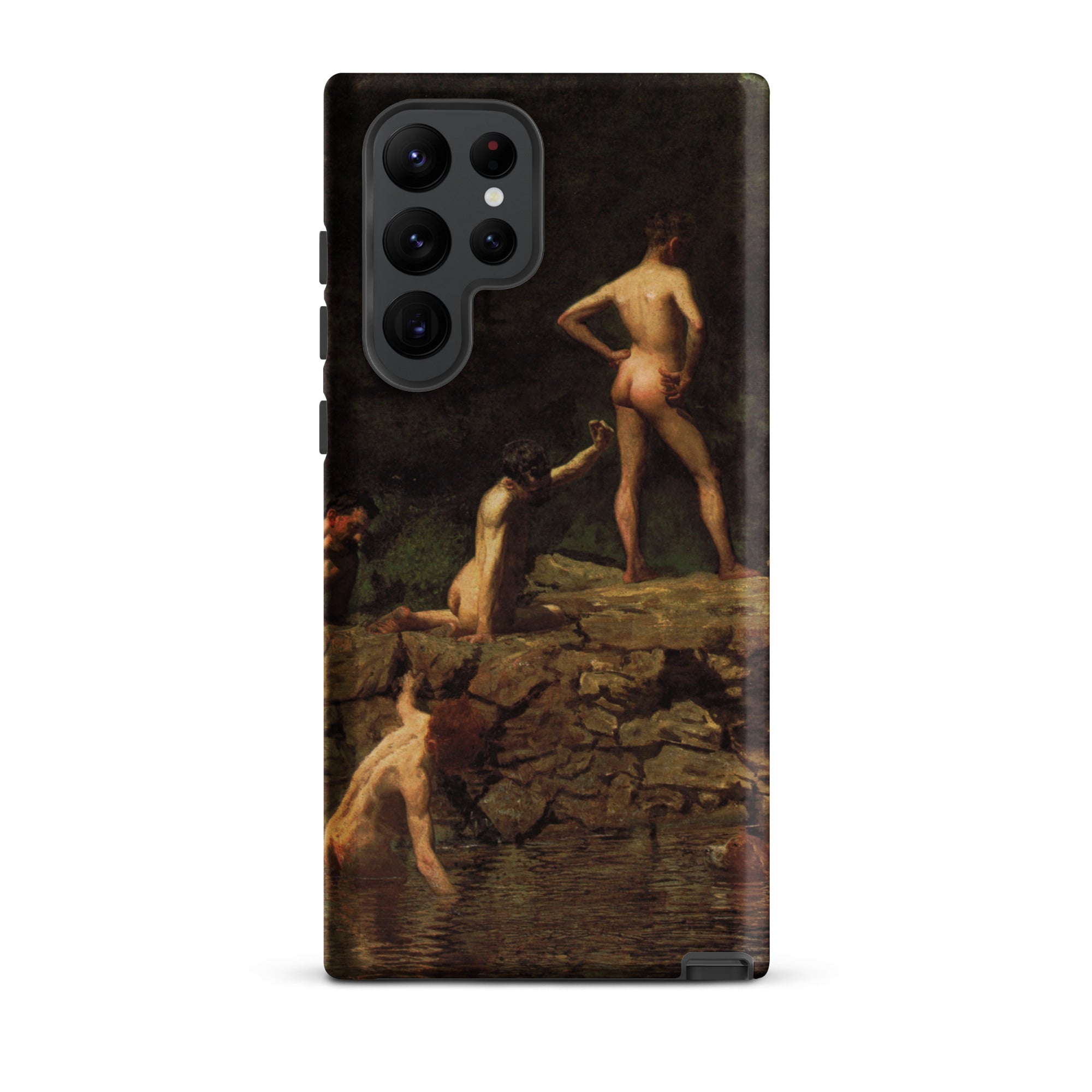 Swimming Hole Thomas Eakins Samsung Case, Galaxy S22 Ultra / Matte, Black Smartphone Case Classical Painting Nude Figures Body