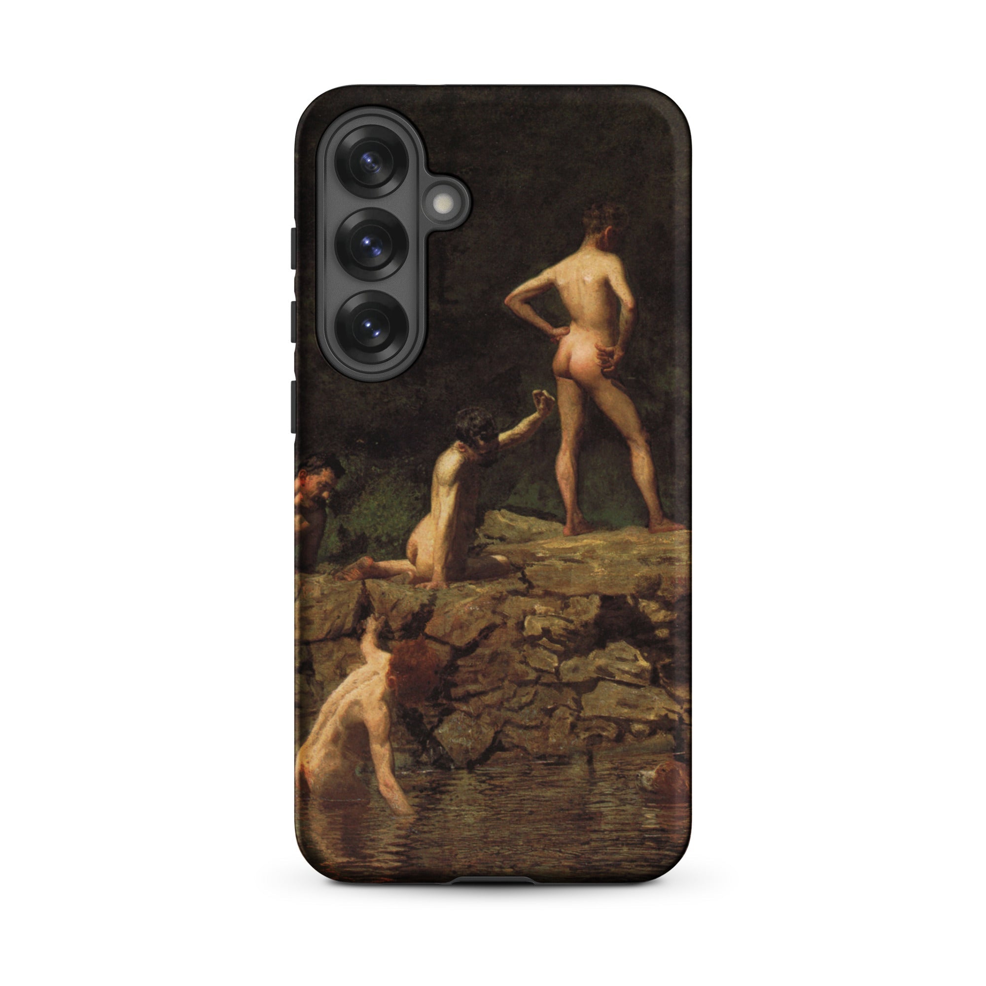Swimming Hole Thomas Eakins Samsung Case, Galaxy S25 Plus / Matte, Black Smartphone Case Classical Painting Nude Figures Dark