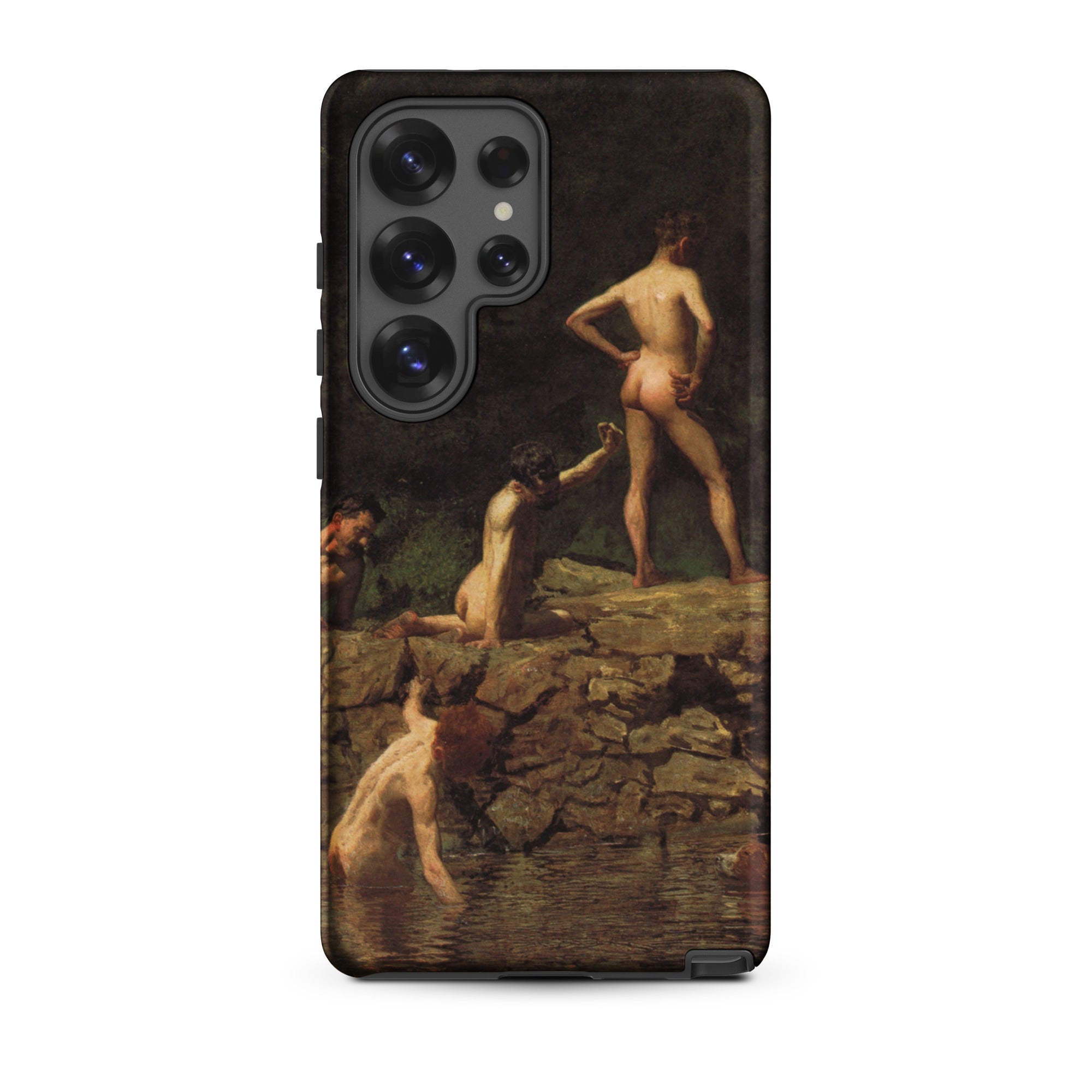 Swimming Hole Thomas Eakins Samsung Case, Galaxy S25 Ultra / Matte, Black Smartphone Case Classical Painting Nude Figures Body