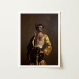Swish Pricks - Gay Matador Fashionista Art Print / Canvas Framed Painting Muscular Man Black Horns Ornate Gold Matador’s Bravado, Meets