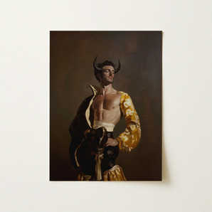 Swish Pricks - Gay Matador Fashionista Art Print / Canvas Framed Painting Muscular Man Dark Horns Ornate Black Matador’s Bravado, Meets