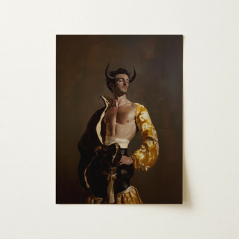Swish Pricks - Gay Matador Fashionista Art Print / Canvas Framed Painting Muscular Man Dark Horns Ornate Black Matador’s Bravado, Meets