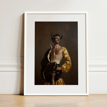 Swish Pricks - Gay Matador Fashionista Art Print / Canvas Framed Painting Muscular Man Horns Ornate Yellow Black Gay Matador’s Bravado,