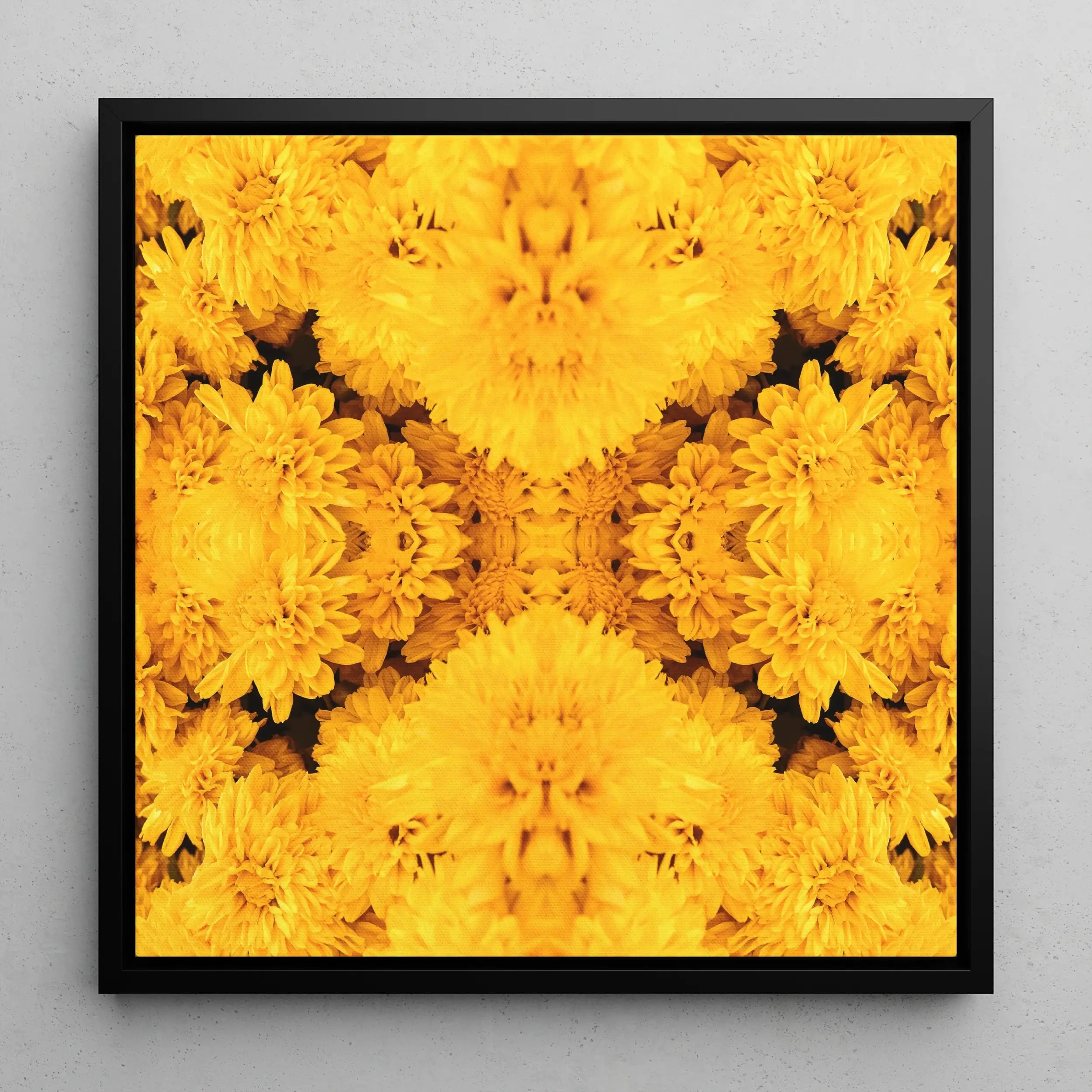 Gold Rush - Trippy Chrysanthemum Floral Art Framed Canvas Posters Prints & Visual Artwork