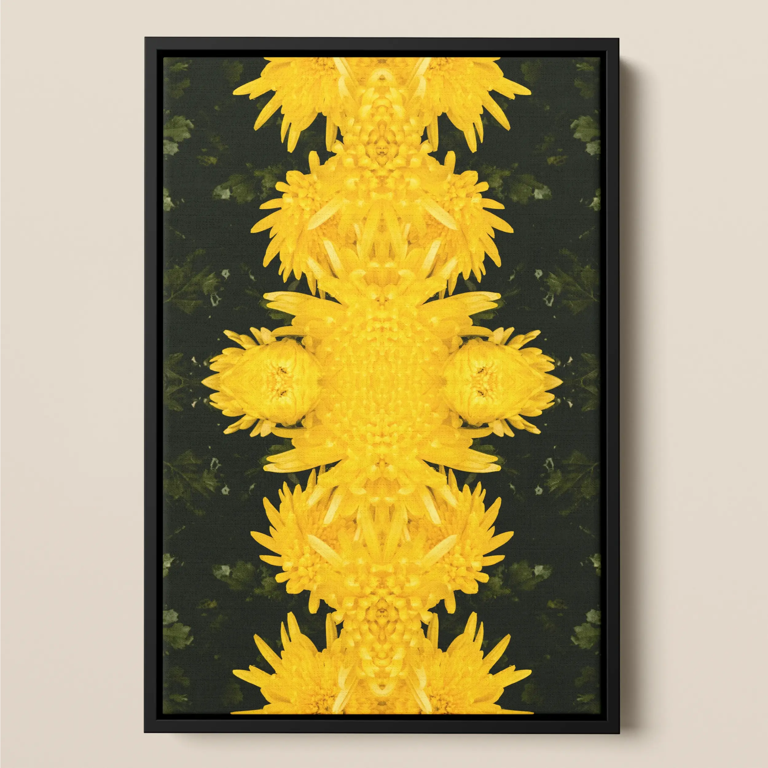 Tweedledum - Chrysanthemum Floral Op Art Framed Canvas Posters Prints & Visual Artwork