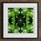 Take me to your Leader - Trippy Leaves Op Art Print, 12x12’’ / 31x31cm / Black Frame / 2’’ Matboard, Framed Piece Art Symmetrical Pattern