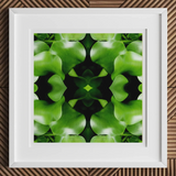 Take me to your Leader - Trippy Leaves Op Art Print, 12x12’’ / 31x31cm / White Frame / 2’’ Matboard, Framed Piece Abstract Art Symmetrical