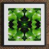 Take me to your Leader - Trippy Leaves Op Art Print / Canvas Framed Art Print Symmetrical Kaleidoscopic Pattern Vibrant Green Botanical Op