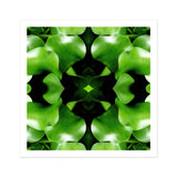 Take me to your Leader - Trippy Leaves Op Art Print / Canvas Kaleidoscopic Pattern Bright Green Apple Shapes Arranged Symmetrically