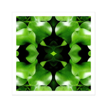 Take me to your Leader - Trippy Leaves Op Art Print / Canvas Kaleidoscopic Pattern Bright Green Apple Shapes Arranged Symmetrically