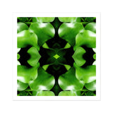 Take me to your Leader - Trippy Leaves Op Art Print, Kaleidoscopic Pattern Bright Green Apple Shapes Arranged Symmetrically