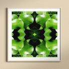 Take me to your Leader Trippy Leaves Op Art Print, Kaleidoscopic Pattern Bright Green Apples Symmetrical Design