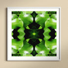 Take me to your Leader Trippy Leaves Op Art Print, Kaleidoscopic Pattern Bright Green Apples Symmetrical Design
